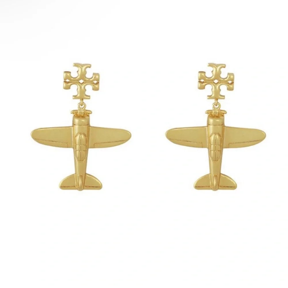 Tory Burch Gold Airplane Drop Earrings RETIRED NEW $129